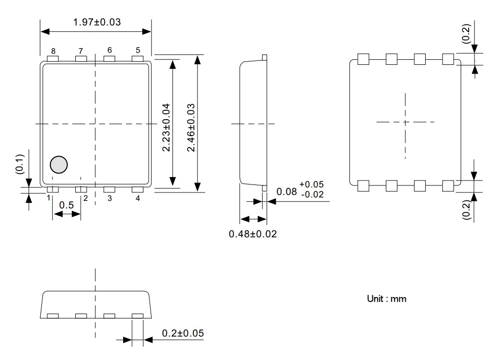 Mechanical Drawing - ABLIC S-8474 Wireless Power Transmitter Control IC